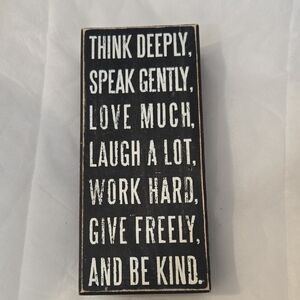Black Wooden Inspirational Wall Sign - White Lettering